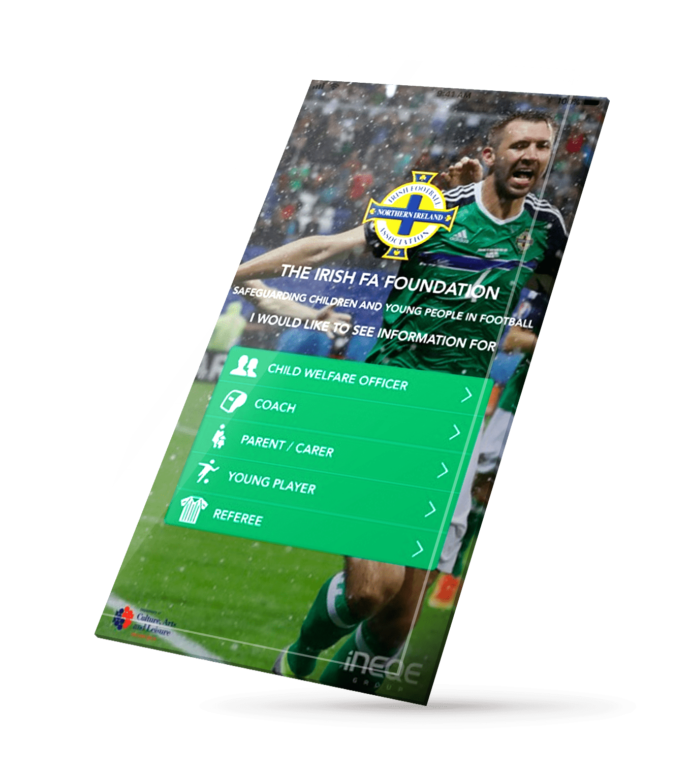 ifa_ss Irish Football Association Foundation App login screen