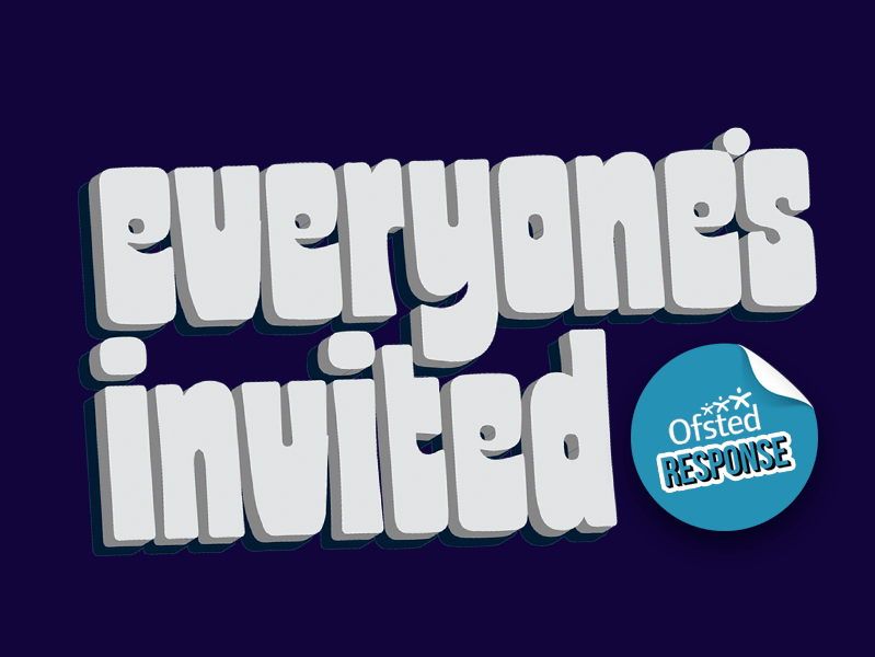 everyone's invited logo with a sticker saying Ofsted response
