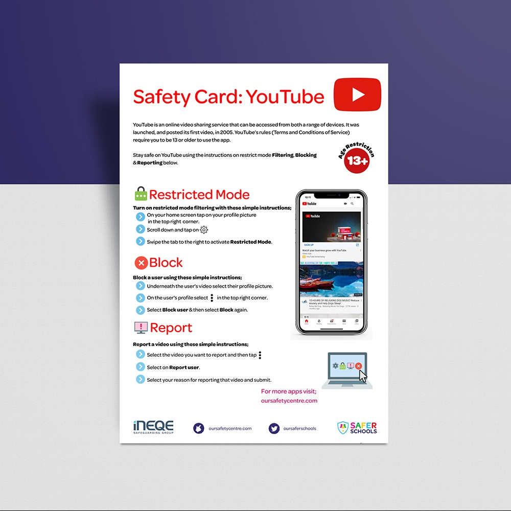 image of the youtube safety card
