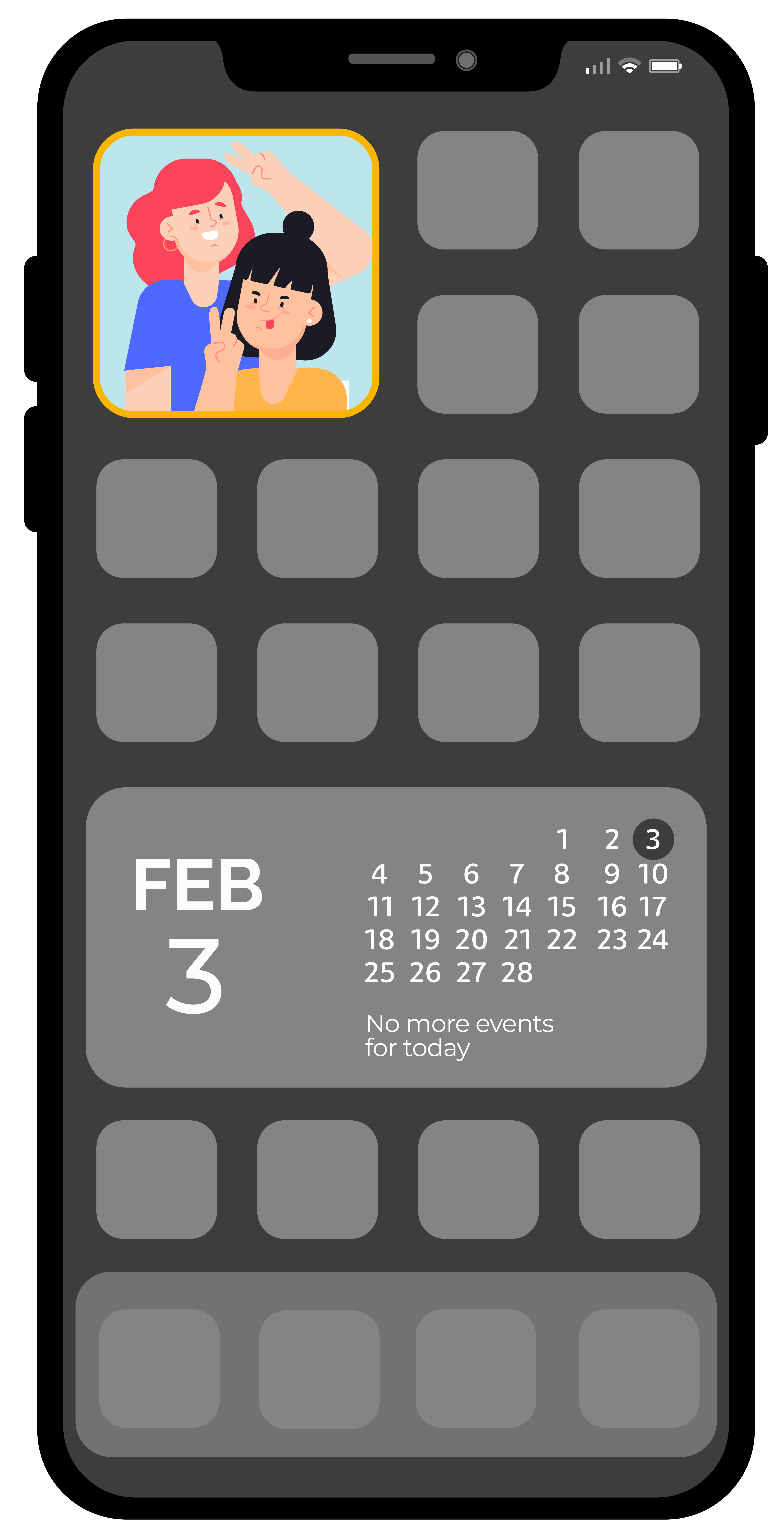 Phone with blank widgets highlighting the Locket widget