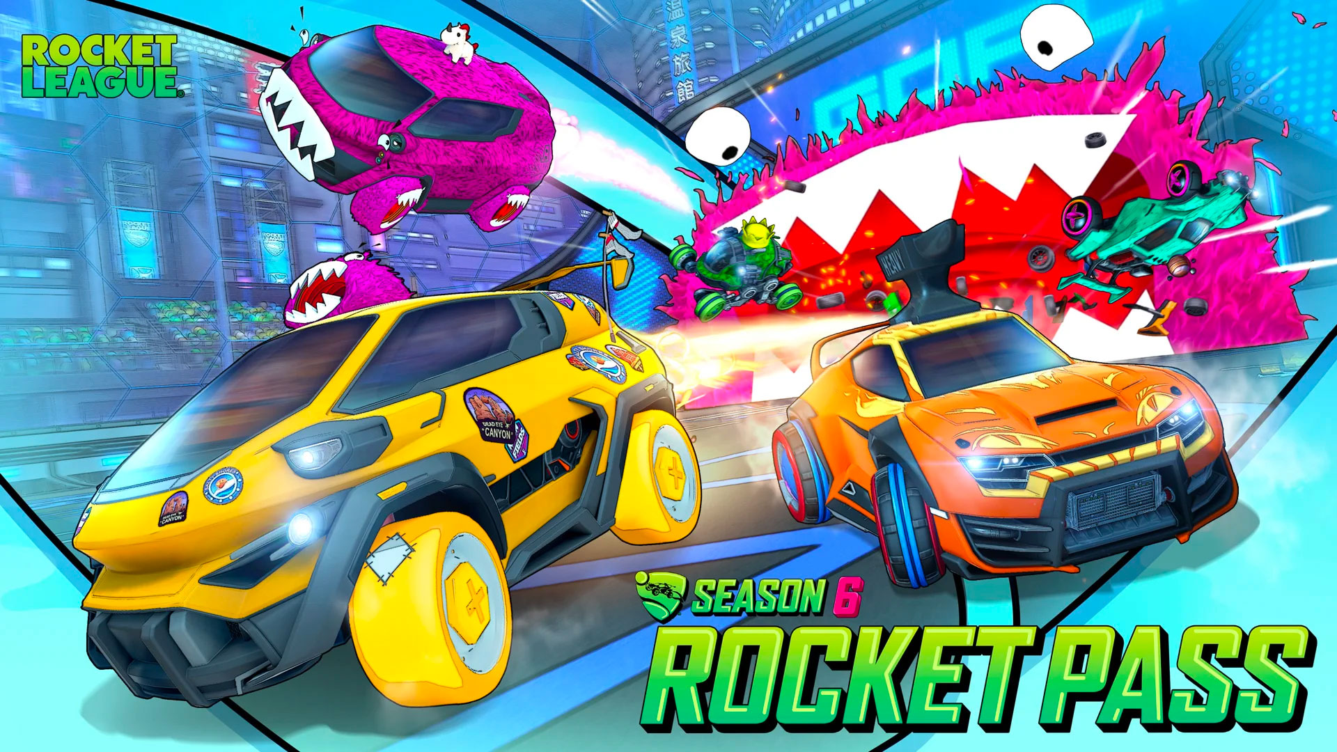 Illustration showing Rocket League Promo Artwork for Season 6 Rocket Pass