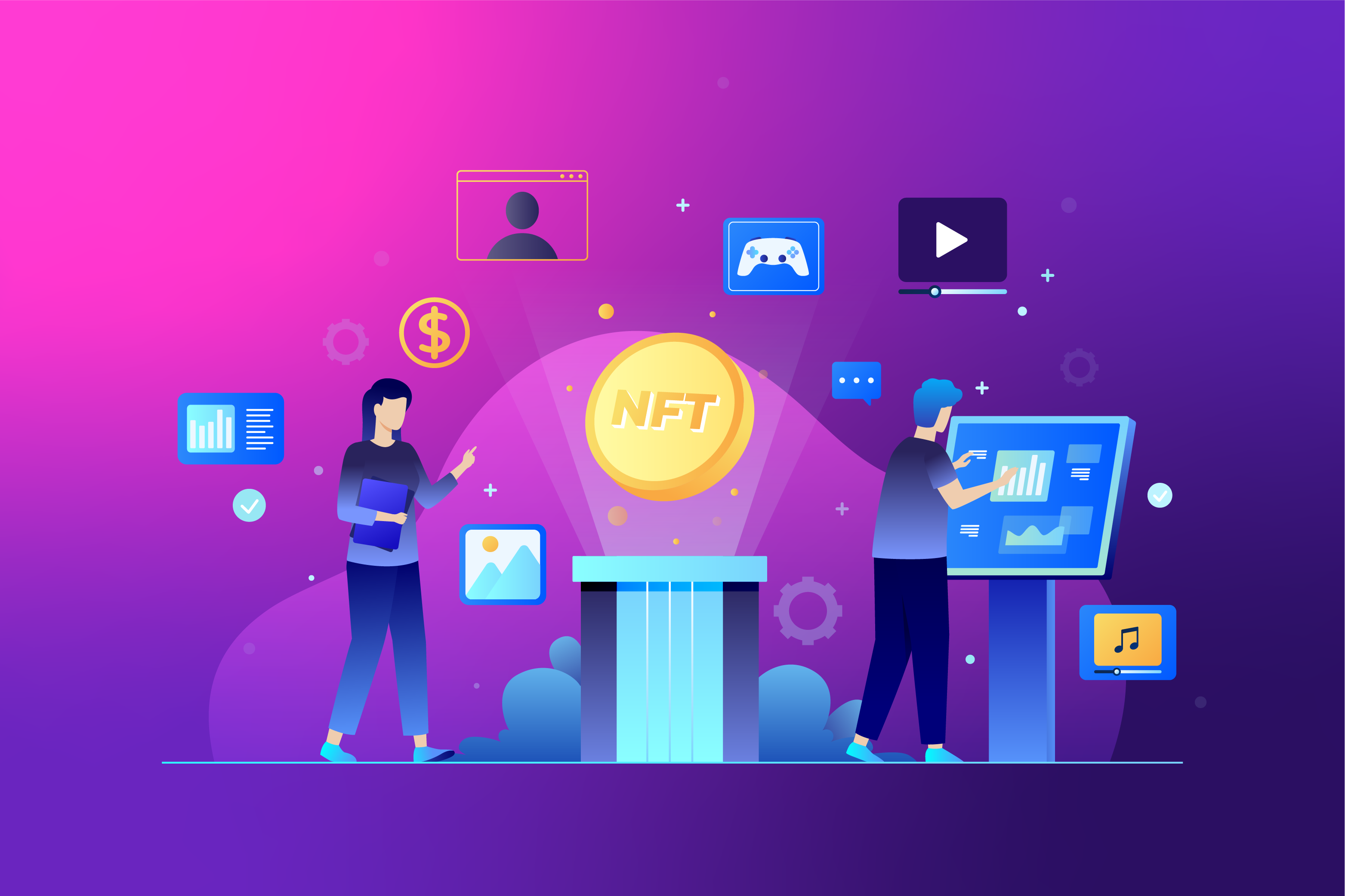 Illustration of the Metaverse and NFT's