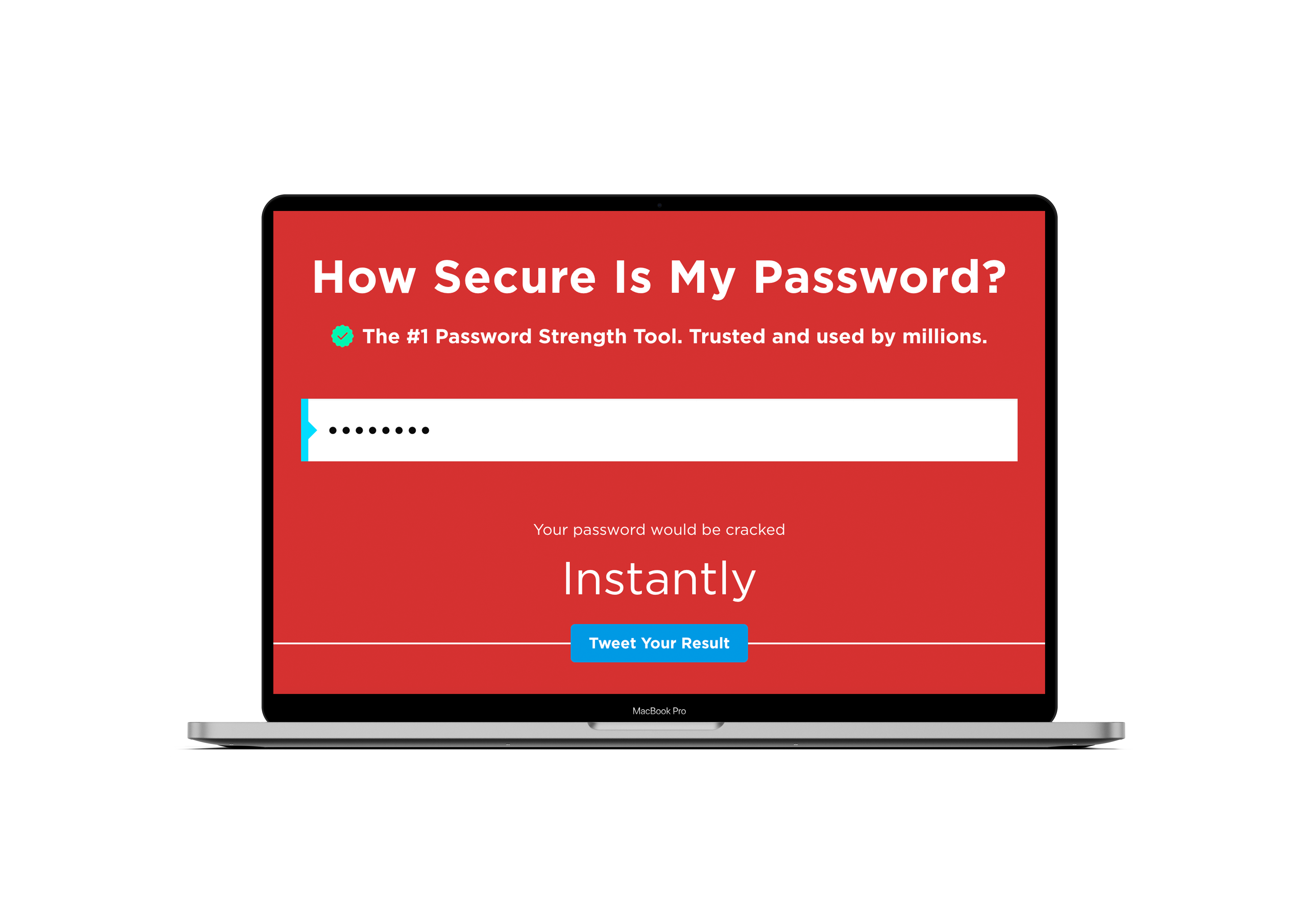 Password put through the website showing its a weak password