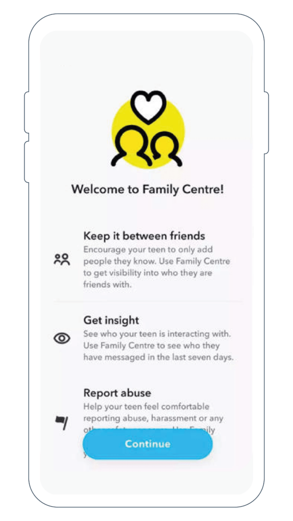 Image of the welcome to the family centre in mockup of a phone