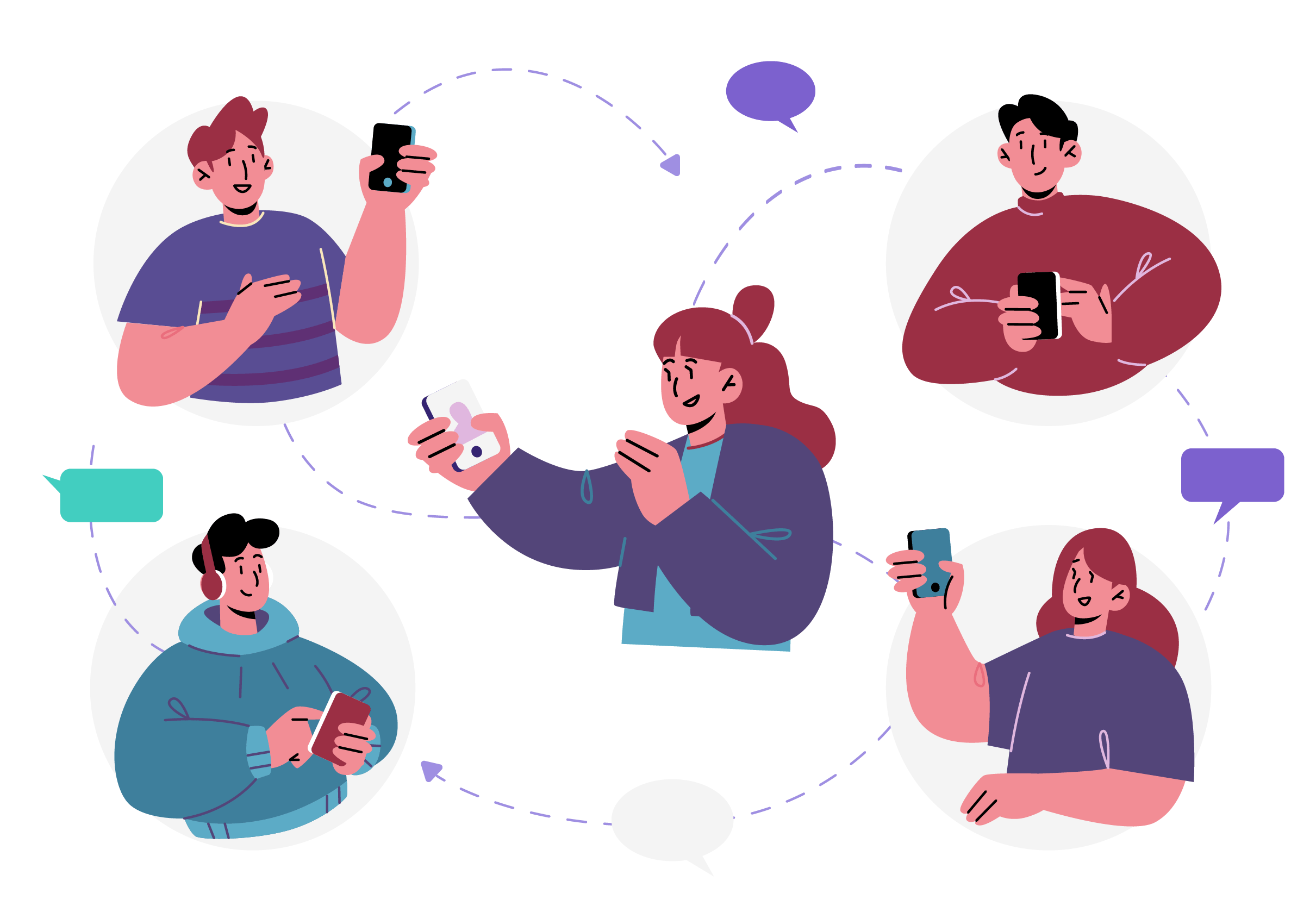 illustration of people messaging on chat apps