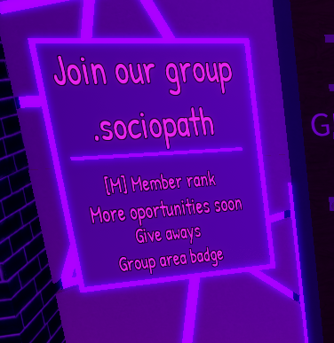 Image from Roblox saying "Join our group sociopath"