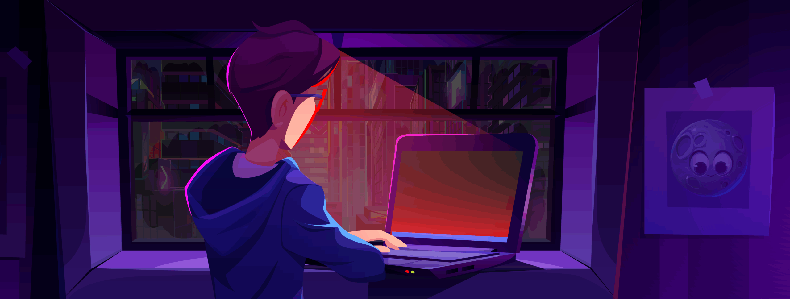 young-man-on-laptop-glowing-red